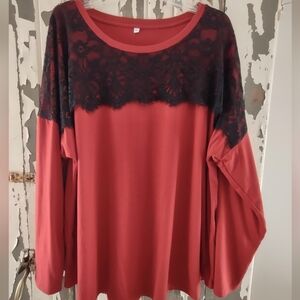 3X Beautiful Black Lace Overlay on Ruby Red